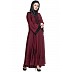 Embroidered Umbrella cut Nida abaya- Maroon